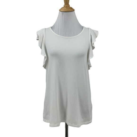 Lilly Pulitzer Tops - Lilly Pulitzer Lanette Top Womens S White Pima Cotton Blend Flutter Sleeve Shirt